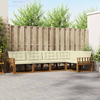 vidaXL Utomhussoffset med kudde 5 pcs Naturlig och Grädde