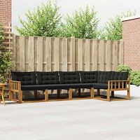 vidaXL Utomhussoffset med kudde 5 pcs Naturlig och svart