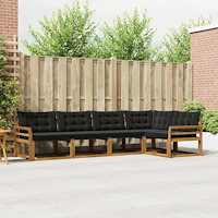 vidaXL Utomhussoffset med kudde 5 pcs Naturlig och svart