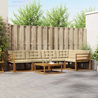 vidaXL Utomhussoffset med kudde 6 pcs Naturlig och Beige