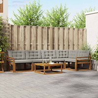 vidaXL Utomhussoffset med kudde 6 pcs Naturlig och Ljus Grå