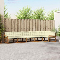 vidaXL Utomhussoffset med kudde 6 pcs Naturlig och Grädde