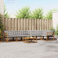 vidaXL Utomhussoffset med kudde 7 pcs Naturlig och Ljus Grå