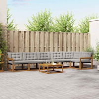 vidaXL Utomhussoffset med kudde 7 pcs Naturlig och Ljus Grå