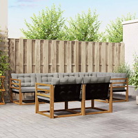 vidaXL Utomhussoffset med kudde 7 pcs Naturlig och Ljus Grå