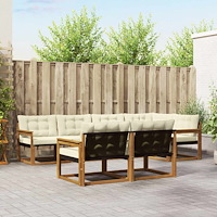 vidaXL Utomhussoffset med kudde 7 pcs Naturlig och Grädde