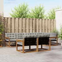 vidaXL Utomhussoffset med kudde 7 pcs Naturlig och Ljus Grå