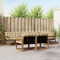 vidaXL Utomhussoffset med kudde 7 pcs Naturlig och Beige