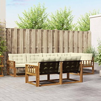 vidaXL Utomhussoffset med kudde 7 pcs Naturlig och Grädde