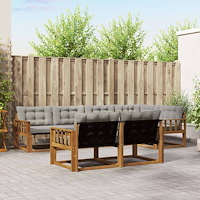 vidaXL Utomhussoffset med kudde 7 pcs Naturlig och Ljus Grå