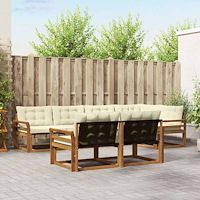 vidaXL Utomhussoffset med kudde 7 pcs Naturlig och Grädde