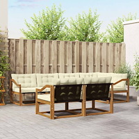 vidaXL Utomhussoffset med kudde 7 pcs Naturlig och Grädde