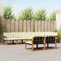 vidaXL Utomhussoffset med kudde 8 pcs Naturlig och Grädde