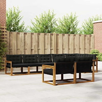 vidaXL Utomhussoffset med kudde 8 pcs Naturlig och svart