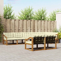 vidaXL Utomhussoffset med kudde 8 pcs Naturlig och Grädde