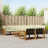 vidaXL Utomhussoffset med kudde 9 pcs Naturlig och Grädde