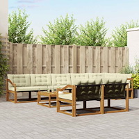 vidaXL Utomhussoffset med kudde 9 pcs Naturlig och Grädde