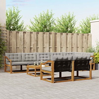 vidaXL Utomhussoffset med kudde 9 pcs Naturlig och Ljus Grå