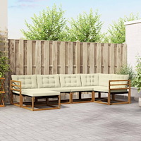 vidaXL Utomhussoffset 18 pcs Naturlig och Grädde Massivt Akaciaträ