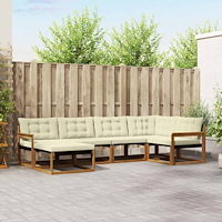 vidaXL Utomhussoffset 18 pcs Naturlig och Grädde Massivt Akaciaträ