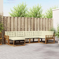 vidaXL Utomhussoffset 18 pcs Naturlig och Grädde Massivt Akaciaträ