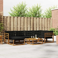vidaXL Utomhussoffset 19 pcs Naturlig och svart Massivt Akaciaträ
