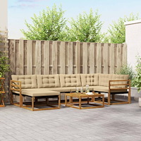 vidaXL Utomhussoffset 19 pcs Naturlig och Beige Massivt Akaciaträ