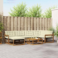 vidaXL Utomhussoffset 19 pcs Naturlig och Grädde Massivt Akaciaträ