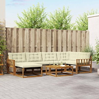 vidaXL Utomhussoffset 19 pcs Naturlig och Grädde Massivt Akaciaträ