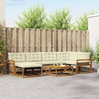 vidaXL Utomhussoffset 19 pcs Naturlig och Grädde Massivt Akaciaträ