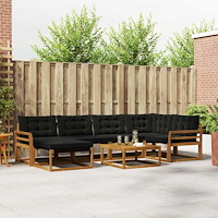 vidaXL Utomhussoffset 19 pcs Naturlig och svart Massivt Akaciaträ