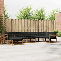 vidaXL Utomhussoffset 21 pcs Naturlig och svart Massivt Akaciaträ