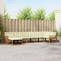 vidaXL Utomhussoffset 21 pcs Naturlig och Grädde Massivt Akaciaträ