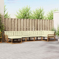 vidaXL Utomhussoffset 21 pcs Naturlig och Grädde Massivt Akaciaträ