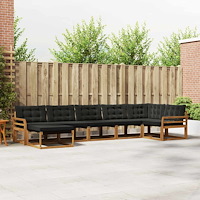 vidaXL Utomhussoffset 21 pcs Naturlig och svart Massivt Akaciaträ