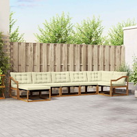 vidaXL Utomhussoffset 21 pcs Naturlig och Grädde Massivt Akaciaträ