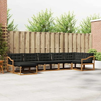 vidaXL Utomhussoffset 21 pcs Naturlig och svart Massivt Akaciaträ