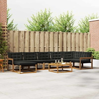 vidaXL Utomhussoffset 22 pcs Naturlig och svart Massivt Akaciaträ