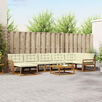 vidaXL Utomhussoffset 22 pcs Naturlig och Grädde Massivt Akaciaträ
