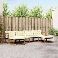 vidaXL Utomhussoffset med kudde 6 pcs Naturlig och Grädde