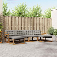 vidaXL Utomhussoffset med kudde 6 pcs Naturlig och Ljus Grå