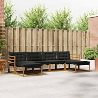 vidaXL Utomhussoffset med kudde 6 pcs Naturlig och svart