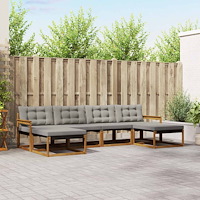 vidaXL Utomhussoffset med kudde 6 pcs Naturlig och Ljus Grå