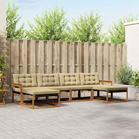vidaXL Utomhussoffset med kudde 6 pcs Naturlig och Beige