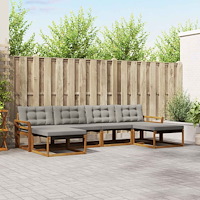 vidaXL Utomhussoffset med kudde 6 pcs Naturlig och Ljus Grå