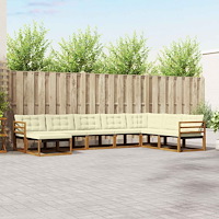 vidaXL Utomhussoffset 24 pcs Naturlig och Grädde Massivt Akaciaträ