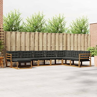 vidaXL Utomhussoffset 24 pcs Naturlig och svart Massivt Akaciaträ