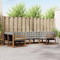 vidaXL Utomhussoffset med kudde 6 pcs Naturlig och Ljus Grå