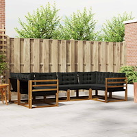 vidaXL Utomhussoffset med kudde 6 pcs Naturlig och svart