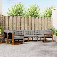 vidaXL Utomhussoffset med kudde 6 pcs Naturlig och Ljus Grå